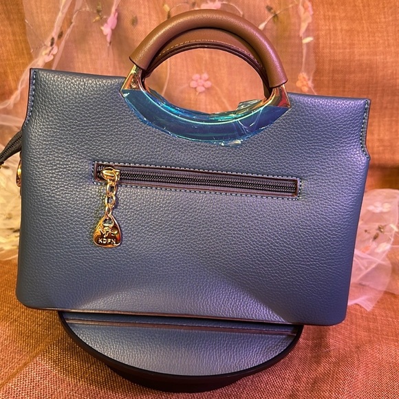 NWT Vegan Blue/Brown Crossbody. So amazingly soft. - Picture 5 of 11